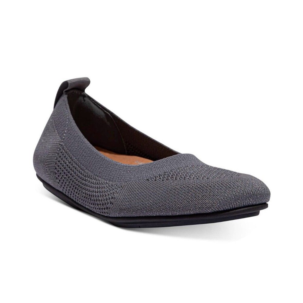 NEW fitflop Women Size 5 Allegro Knit Ballerina Flats Arch Support Metallic Grey